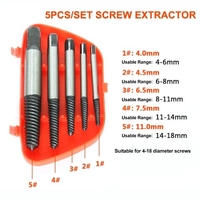 5 pièces/ensemble extracteur de vis filetage dentelé tête carrée cassé vis endommagé outils de dissolvant de boulon