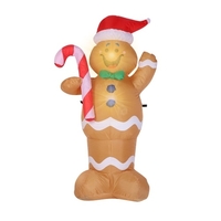 5 pieds de Noël Gonflable Gingerbread Man Géant Éclairé Gonflable Décoration De Noël Noël Vacances Blow Up Party Display avec Ventilateur Souffleur Au Sol Cordes Sac D