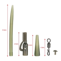 50pcs / 10set Terminal Carp à pêche sécurité plomb Clips avec Pins Tail Tubes en caoutchouc Anti Tangle manches changement rapide des Rolling émerillons