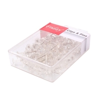 50pcs punaises tête en plastique transparent avec punaises à pointe en métal