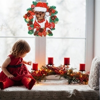 5D diamant peinture guirlande de noël bricolage guirlande ronde décoration ornements ensemble pour fenêtre mur porte décor adultes enfants