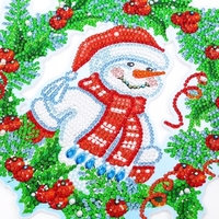 5D diamant peinture guirlande de noël bricolage guirlande ronde décoration ornements ensemble pour fenêtre mur porte décor adultes enfants