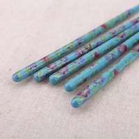 5pcs Nail Art bois Gel UV Salon stylo pinceau plat Kit parsemant outil