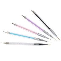 5pcs Nail Art Painting Brush 09.07 / 11/15 / 20mm cristal acrylique Nail Art Peinture Dessin Ligne Brosse Nylon cheveux Pen Nail Liner outil de manucure