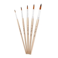 5pcs Pinceaux À Pointe Ronde Ensemble Nylon Cheveux Manche En Bois Artistes Pinceaux pour Enfants Adultes Débutants pour Acrylique Huile Aquarelle Gouache Ongles Corps Visage Détaillant Peinture Art Artisanat Fournitures