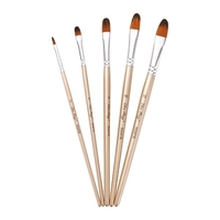 5pcs Pinceaux À Pointe Ronde Ensemble Nylon Cheveux Manche En Bois Artistes Pinceaux pour Enfants Adultes Débutants pour Acrylique Huile Aquarelle Gouache Ongles Corps Visage Détaillant Peinture Art Artisanat Fournitures