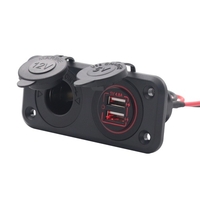 5V 4.8A Double USB Chargeur De Voiture Panneau De Commutation 2 Ports Lumière Rouge Étanche Allume-cigare Prise 12V 24V Puissance 1 Mètre Cordon D