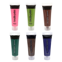 6 Couleurs Peinture Acrylique Set 75ml Chaque Tube Pigments Riches Fournitures d
