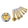 6 Pcs 90 Degrés 3 Flûte Titane Revêtement Chanfreinage Cutter Forets Chanfrein Fraise Bits Set pour Évier Trous Acier Inoxydable Cuivre Métaux Or