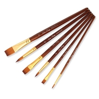 6 pcs Ensemble de Pinceaux Ronds et Plats Artistes Pinceaux Nylon Cheveux Manche En Bois Fournitures D