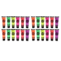 6 tubes de peinture pour le corps Art 10ml / 0.34oz brillent dans la peinture pour le visage et le corps à la lumière sombre ou UV