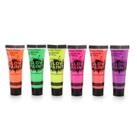 6 tubes de peinture pour le corps Art 10ml / 0.34oz brillent dans la peinture pour le visage et le corps à la lumière sombre ou UV