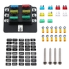 6 Way Blade Fusible Boîte Titulaire Standard Blade Fusible Blocs avec Indicateur LED 10 Pcs Fusibles 10 Pcs Terminaux pour Voiture Bateau Marine Caravane 12 V 24 V