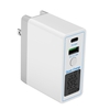63W PD + QC3.0 Chargeur rapide à double port Portable Type-C + Tête de charge USB avec écran d