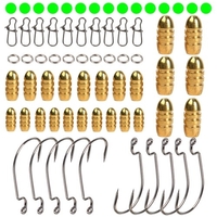 64pcs accessoires de pêche ensemble poids de balle de pêche plongeurs crochets anneaux fendus connecteur avec boîte de pêche