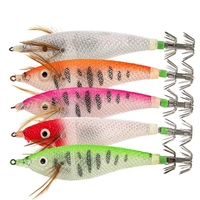 6cm / 8cm Lumineux Squid Jig Pêche En Bois Crevette Leurre Squid Seiche Jig Leurre Leurre