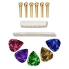 6Pcs Broches de pont en cuivre + 1Pc Saddle + 1Pc Nut + 5Pcs Guitar Picks Set Folk Guitar Accessories