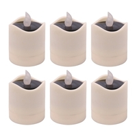 6Pcs énergie solaire bougie lampes IP44 étanche Festival fête en plein air Camping bougie lumière (blanc froid clignotant)