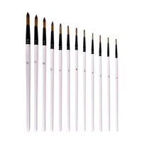 6pcs pinceaux à tête ronde ensemble de pinceaux en nylon ensemble de pinceaux pour cheveux pour peinture acrylique à l