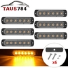 6PCS Yellow Hazard Beacon 6 Strobe LED Lights Emergency Clignotant Side Marker Light