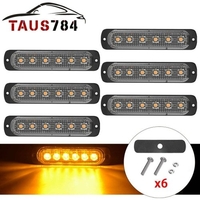 6PCS Yellow Hazard Beacon 6 Strobe LED Lights Emergency Clignotant Side Marker Light