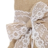 7 * 7 pouces Vintage Burlap Lace Bowknot Ring Bearer Pillow et Rustic Wedding Flower Girl Basket Set