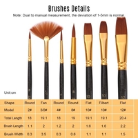 7 pcs / ensemble Art Pinceaux Ensemble Rond & Plat & Filbert & Fan Conseils Professionnel Dessin Pinceaux Nylon Cheveux Poignée En Bois pour Aquarelle Acrylique Huile Gouache Visage Peinture Corporelle pour Artistes Adultes Étudiants Débuta