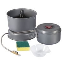7 pièces coupe-vent chaudière berceau pot cuisinière base bol plat éponge ensemble batterie de cuisine portable ensemble de cuisson pour camping en plein air randonnée randonnée pêche