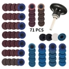 71 pièces 2 pouces Roloc disques de ponçage ensemble nettoyage conditionnement rouleau de verrouillage disque enlèvement de la peinture antirouille avec support de disque 1/4 