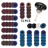 71 pièces 2 pouces Roloc disques de ponçage ensemble nettoyage conditionnement rouleau de verrouillage disque enlèvement de la peinture antirouille avec support de disque 1/4 