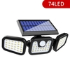 74 LED solaire 3 têtes lampe à fente rotative capteur de mouvement applique murale jardin extérieur étanche nuit lumière
