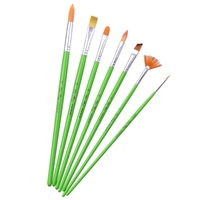 7pcs / set pinceaux polyvalents mis en nylon cheveux vert manche en bois pinceau