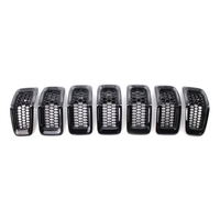 7PCS Grille Covers ABS Peint Brillant Noir Remplacement pour Jeep Cherokee 2014-2018
