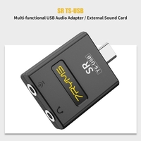 7RYMS SR TS-USB Adaptateur audio USB multifonctionnel Carte son externe Prise de type C avec ports 3, 5 mm pour casque et microphone pour ordinateur portable Vlog Enregistrement vidéo en direct