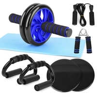 8 pièces Abdominale Rouleau Roue Genouillère Push up Bars Disc Core Slider Corde À Sauter Main Pince Pack Kit pour Home Gym Fitness