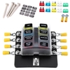 8 Way Blade Fusible Boîte Porte-Fusible Blocs avec Indicateur LED 10Pcs Fusibles 10Pcs Connecteur Borne pour Voiture Bateau Marine Caravane Camion 12V 24V