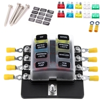 8 Way Blade Fusible Boîte Porte-Fusible Blocs avec Indicateur LED 10Pcs Fusibles 10Pcs Connecteur Borne pour Voiture Bateau Marine Caravane Camion 12V 24V