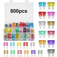 800 pièces assortiment de fusibles de lame de voiture Kit assorti Mini ensemble de lames de taille Standard fusible automobile de camion automatique avec boîte de rangement