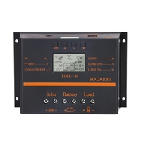 80A PWM contrôleur de Charge solaire 12V / 24V auto-adaptateur LCD panneau solaire batterie Charge régulateur de décharge avec 5V USB sortie Compensation de température Protections multiples