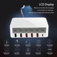 818 Intelligent Multi-port USB Chargeur rapide Ecran LCD adaptatif Adaptateur sans fil Charge rapide QC 3.0 Type-C Port Prise US