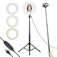8, 6 pouces / 22 cm de diamètre 3000-6000K bicolore 10 niveaux de lumière vidéo annulaire LED à intensité variable