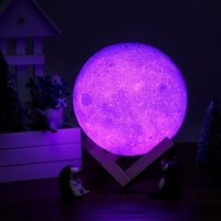 8cm / 3.15in 3D impression Star Moon lampe USB a mené la lumière en forme de nuit de table