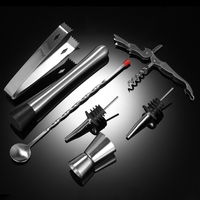 8pcs acier inoxydable Professional Cocktail 350ml Kit Shaker Mélangeur avec pilon Tire-bouchon Jigger Tongs glace Cuillère verseurs Bartender Set Home Bar outil