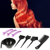 8pcs cheveux Teinture outil Hair Coloring Kit Salon Dyeing Brosse Peigne Bowl Sectionnement Clips Set noir coiffure outil
