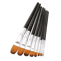 8pcs Pinceaux Ensemble Pointes Plates Pinceaux à Cheveux en Nylon pour Étudiants Adultes Artistes Acrylique Huile Aquarelle Gouache Ongles Corps Visage Art Artisanat Fournitures
