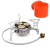 9000W High Power Camping Stove Portable Three Core Head Camp Stove with Steel Braided Hose Windproof Gas Stove Burner for Outdoor Camping Hiking Cooking