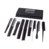 9pcs peigne de cheveux Salon Pro noir mis en plastique coiffeurs coupe peignes ensemble avec une pochette support caisse