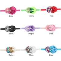 9Pcs Sweet coloré Style fleurs Rose avec accessoires de Perles cristal bandeau Hairband couvre-chefs pour filles enfants nourrissons bébé