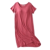 Abody femmes chemise de nuit avec coussinets solide o-cou à manches courtes chemise de nuit pyjamas longs vêtements de nuit