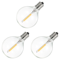 AC110-120V 1W G40 Replacement Light Bulbs 3Pack E12 Screw Base Glass Globe Bulbs for String Light Indoor Outdoor Patio Decor Warm White
